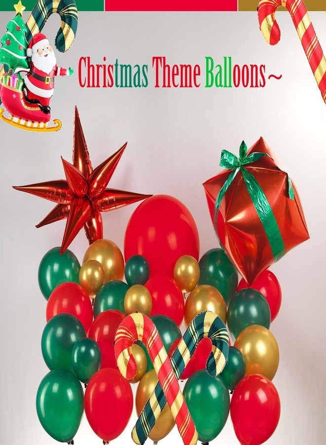 kozee Christmas party Decorations with Emerald Green Red and Gold balloon arch & Santa Candy Cane Star 4D Square gift ribbon foil balloons for Winter Christmas new years eve party Decorations - Image 5